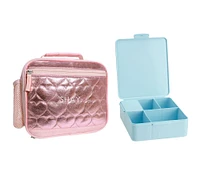 Mackenzie Pink Metallic Hearts Lunch & Bento Bundle, Set of 2