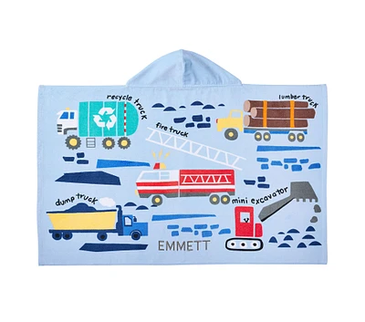 Busy Trucks Kid Beach Hooded Towel