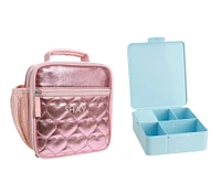 Mackenzie Pink Metallic Hearts Lunch & Bento Bundle, Set of 2