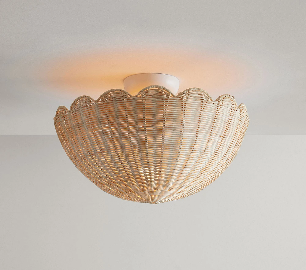 Rattan Bubble Flush Mount (18")