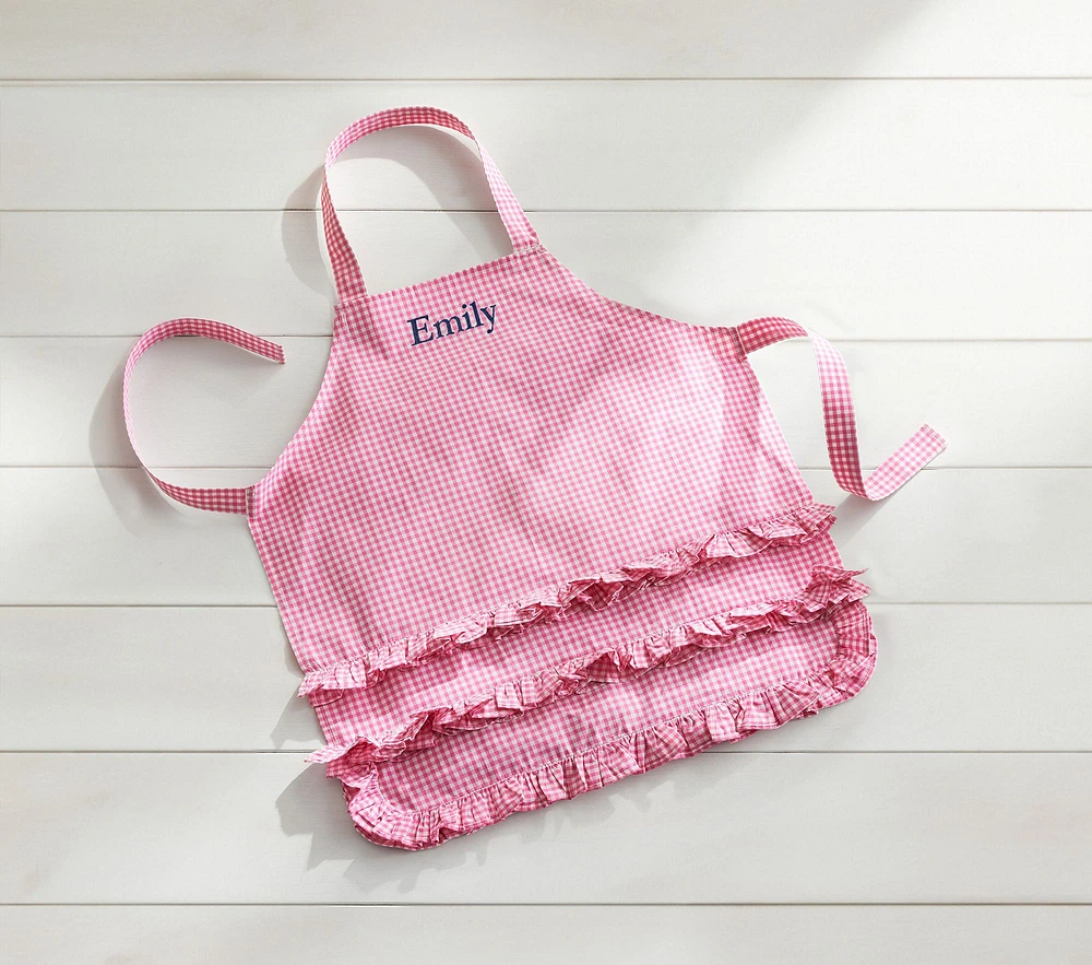 Pink Ruffle Gingham Apron