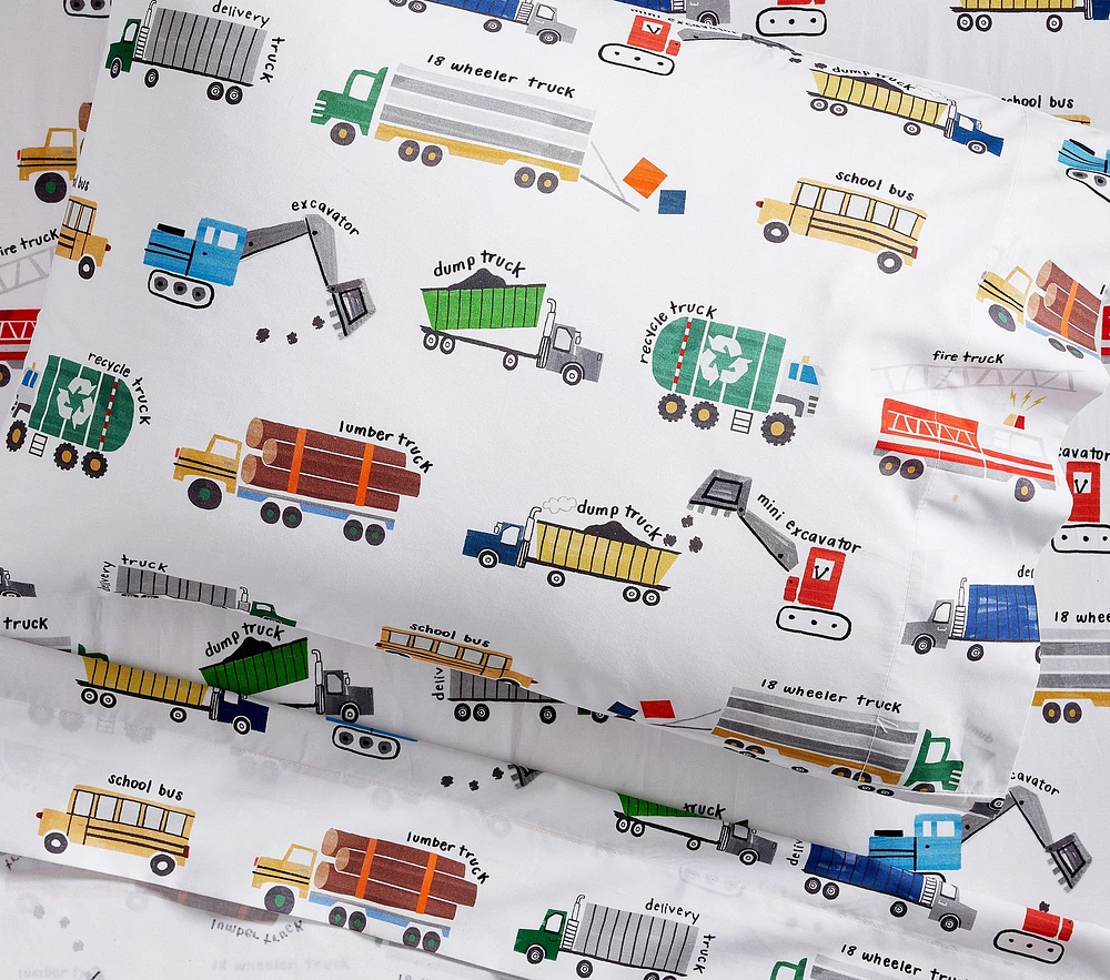 Busy Trucks Organic Toddler Bed Sheet Set