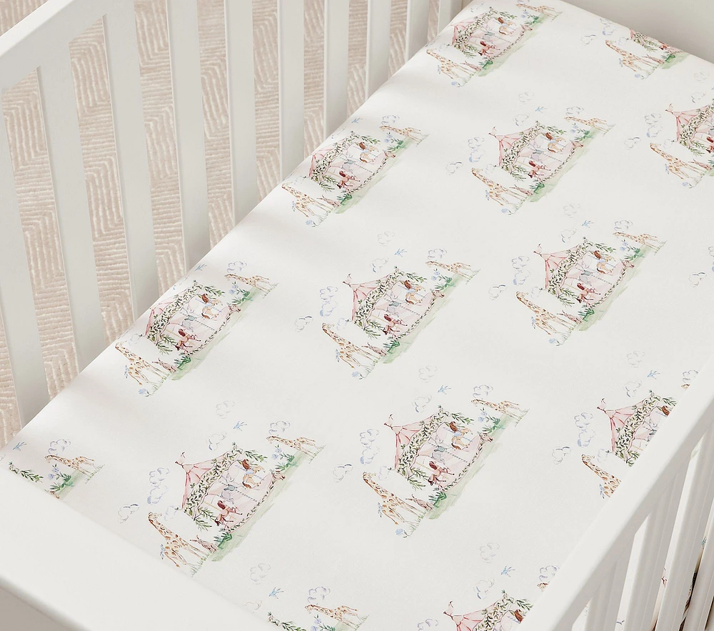 AERIN Carousel Organic Crib Fitted Sheet