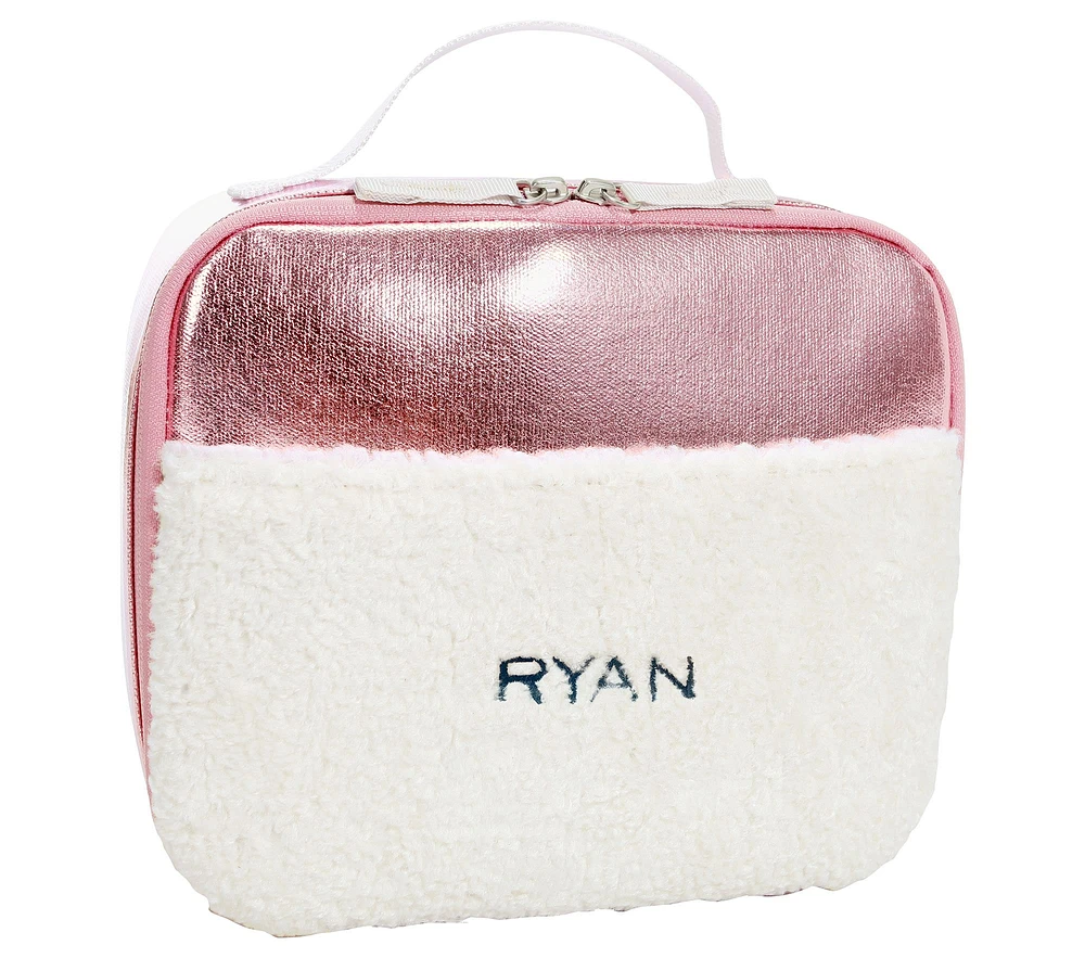 Colby Pink Metallic Sherpa Cold Pack Lunch Box