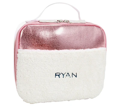 Colby Pink Metallic Sherpa Cold Pack Lunch Box