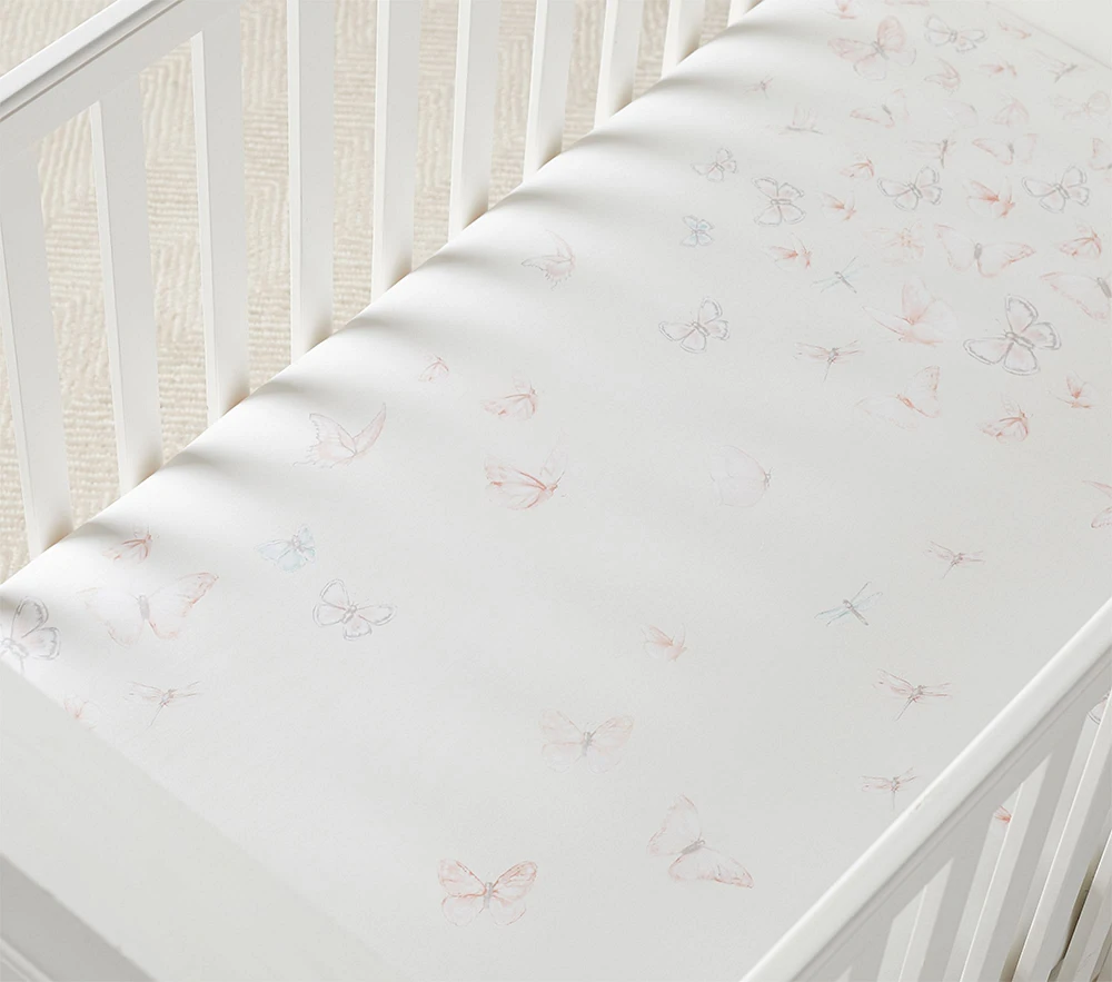 Monique Lhuillier Ethereal Butterfly Sateen Crib Fitted Sheet