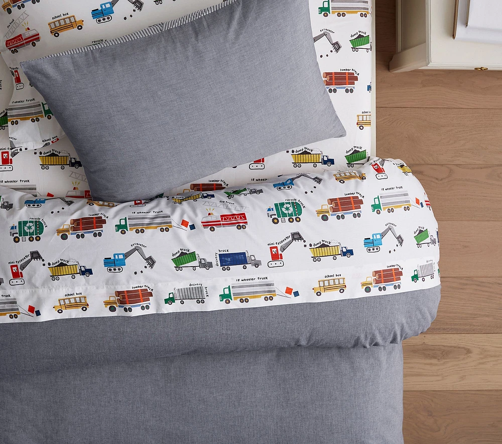 Busy Trucks Organic Sheet Set & Pillowcases