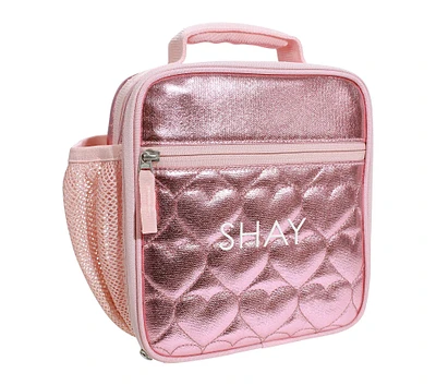 Mackenzie Pink Metallic Hearts Lunch Boxes