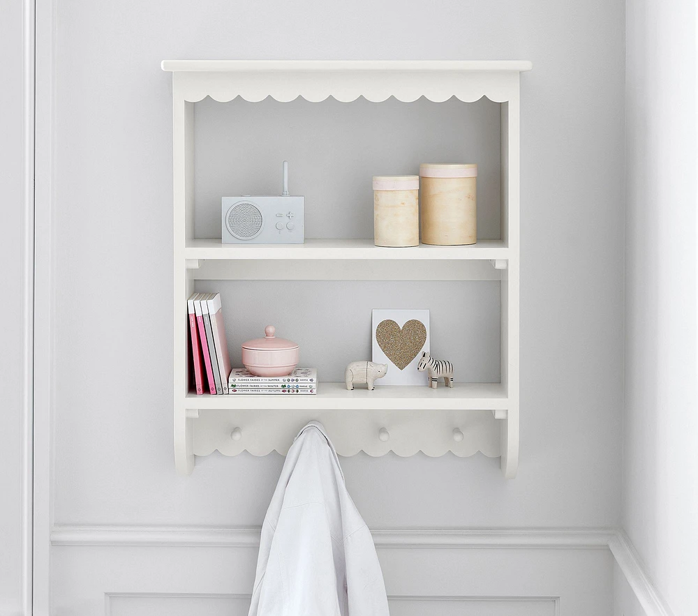 Scalloped Tiered Shelf with Hooks (28" x 24")