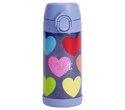 Mackenzie Rainbow Glitter Hearts Water Bottle