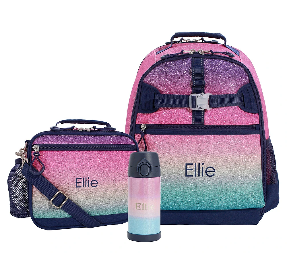 Mackenzie Rainbow Ombre Glitter Adaptive Backpack & Lunch Bundle, Set of 3