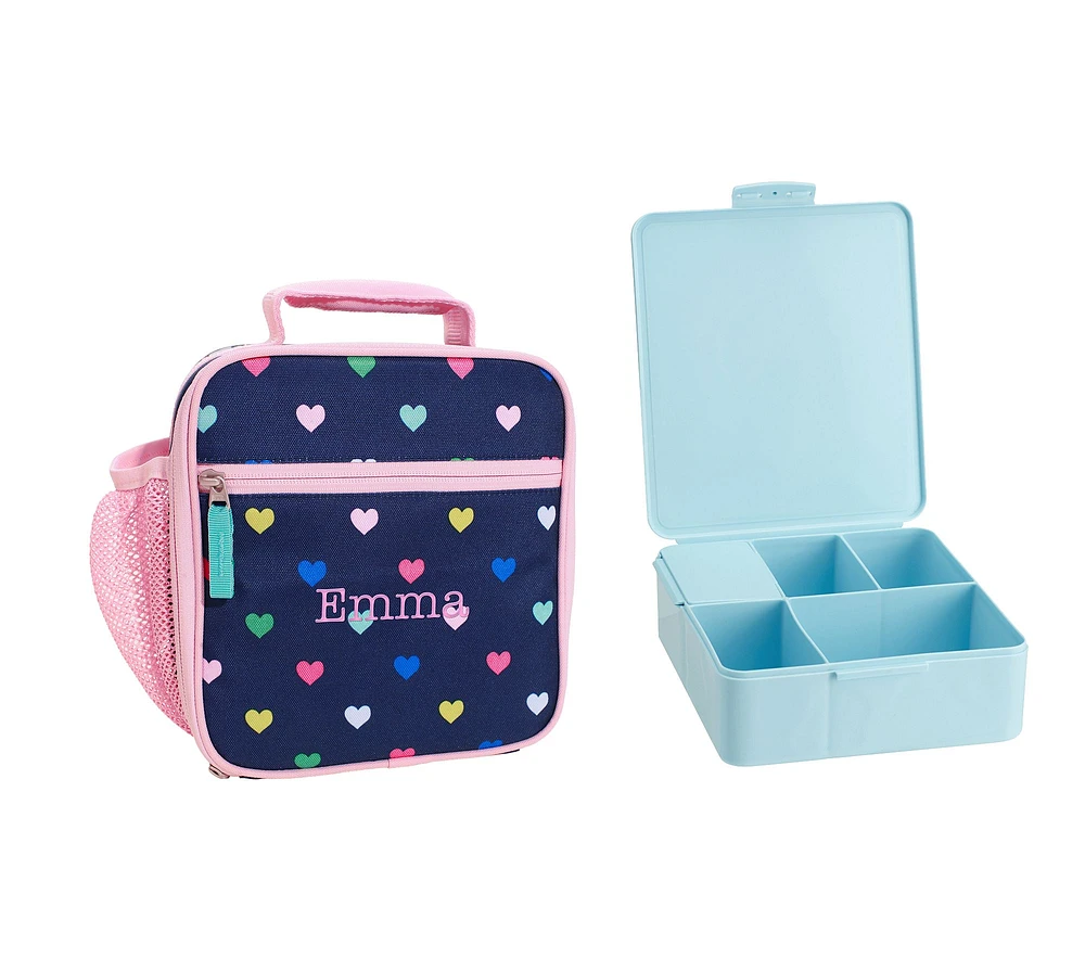 Mackenzie Navy Pink Multi Hearts Lunch & Bento Bundle, Set of 2