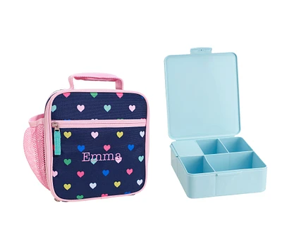 Mackenzie Navy Pink Multi Hearts Lunch & Bento Bundle, Set of 2