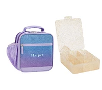 Mackenzie Lavender/Aqua Ombre Sparkle Glitter Lunch & Bento Bundle, Set of 2