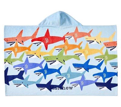 Rainbow Shark Kid Beach Hooded Towel