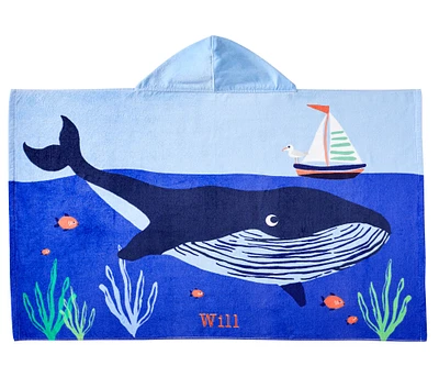 Whale Boat Kid Beach Hooded Towel