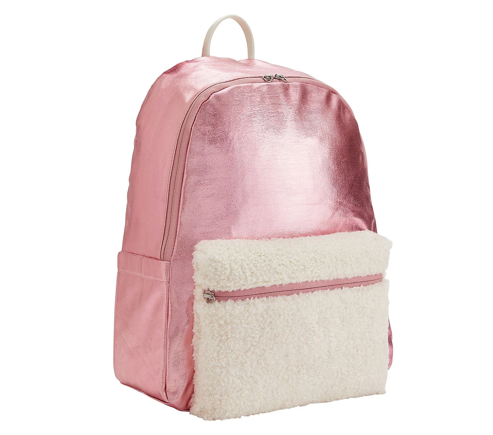 Colby Pink Metallic Sherpa Backpacks