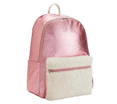 Colby Pink Metallic Sherpa Backpacks