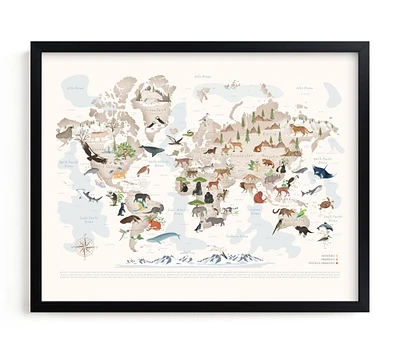 Minted® Animals World Map, 65 Threatened Species Wall Art by Sabrin Deirani