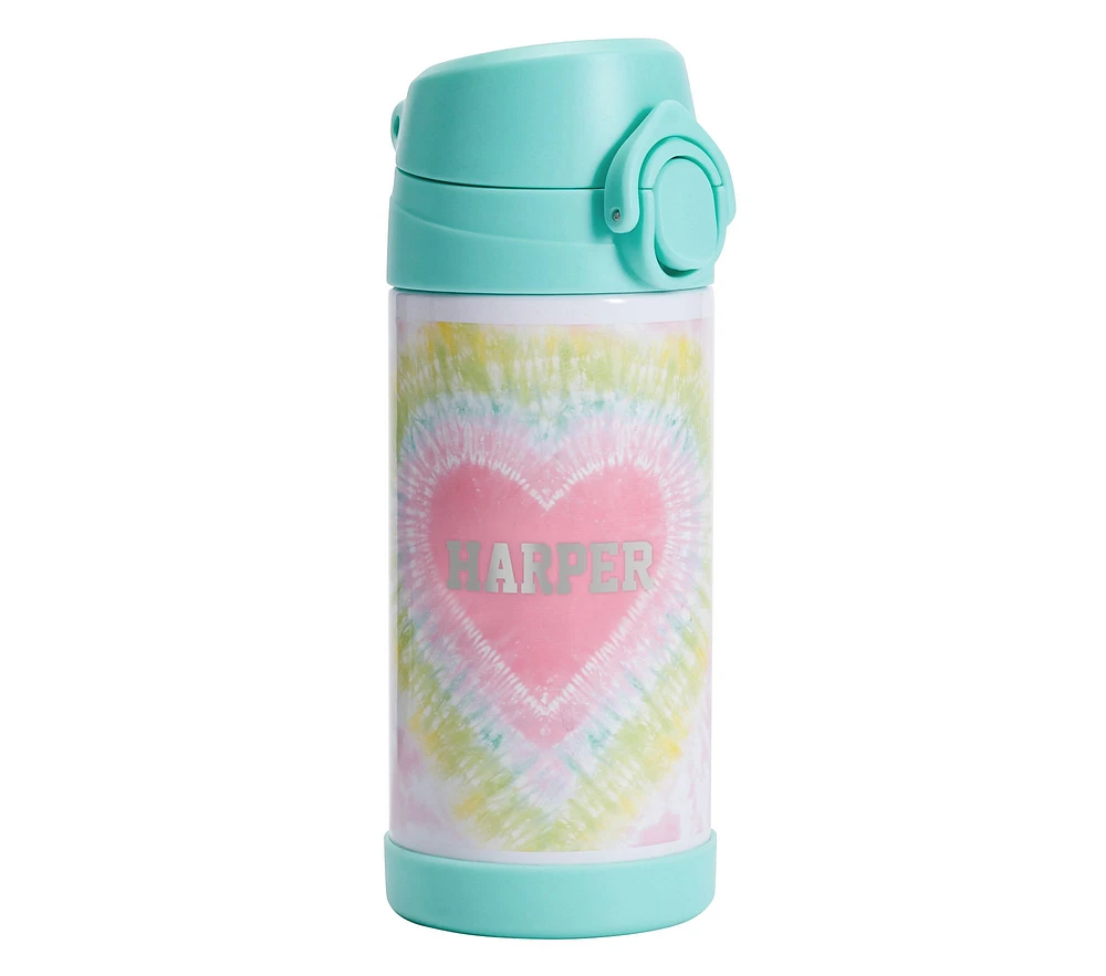 Mackenzie Pink Heart Tie-Dye Water Bottle