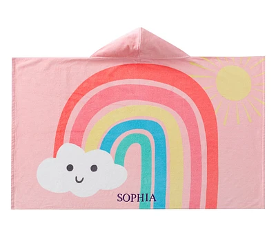 Happy Rainbows Kid Beach Hooded Towel