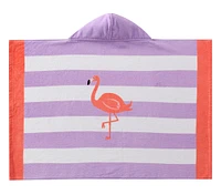 Flamingo Stripe Beach Hooded Towel