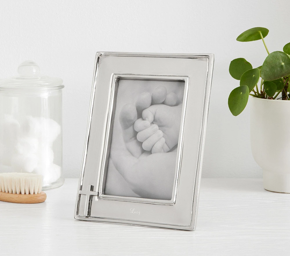 Baptism Cross Silver Frame