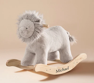 Taupe Lion Plush Nursery Rocker