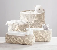 Metallic Woven Wool Storage Basket