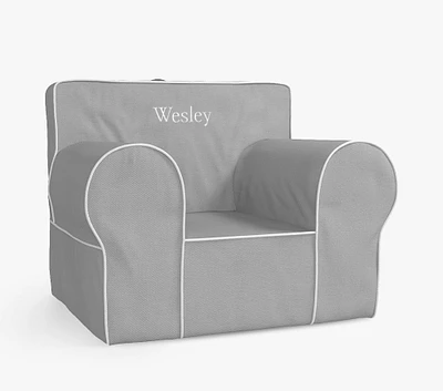 Oversized Anywhere Chair®, Gray with White Piping Slipcover Only