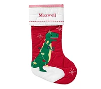 Dinosaur Quilted Christmas Stocking