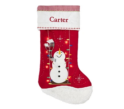 Swinging Snowman Quilted Light-Up Christmas Stockings