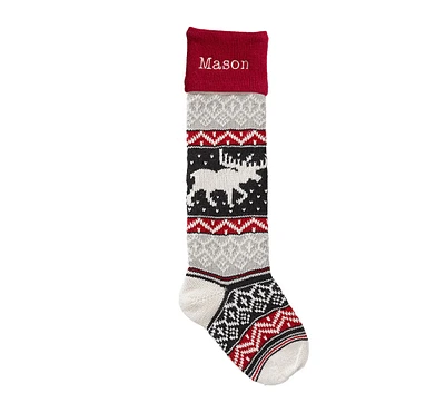 Moose Natural Fair Isle Christmas Stocking