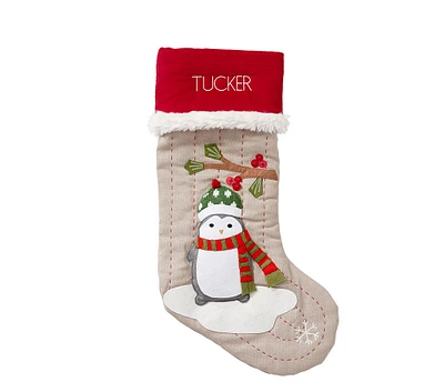 Penguin Woodland Christmas Stocking