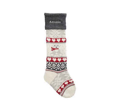 Teddy Bear Natural Fair Isle Christmas Stocking