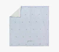 Two-Tone Muslin Embroidered Oversized Baby Blanket