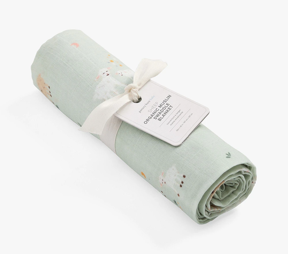 Sheep Organic Muslin Swaddle