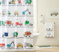 Busy Trucks Towel Bath Set - Towels, Shower Curtain, Bath Mat