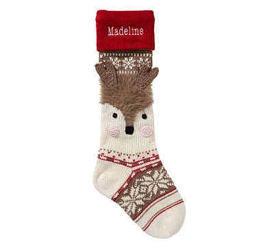 Reindeer Face Classic Fair Isle Christmas Stocking