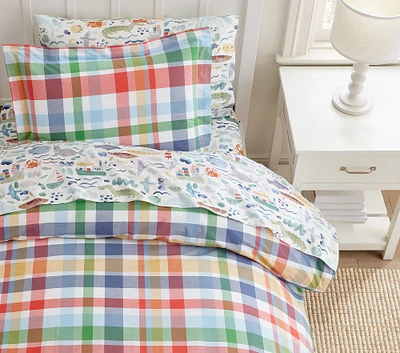 Landon Plaid Organic Duvet Cover & Shams