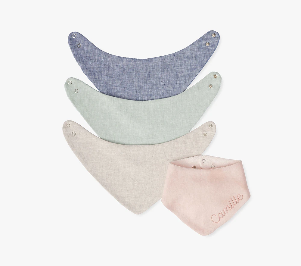 Linen Bandana Bib - Mixed Set of 4