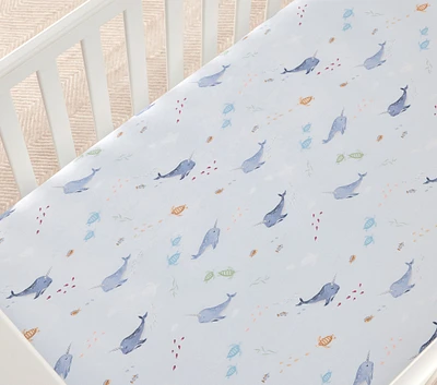 Narwhal Organic Crib Fitted Sheet