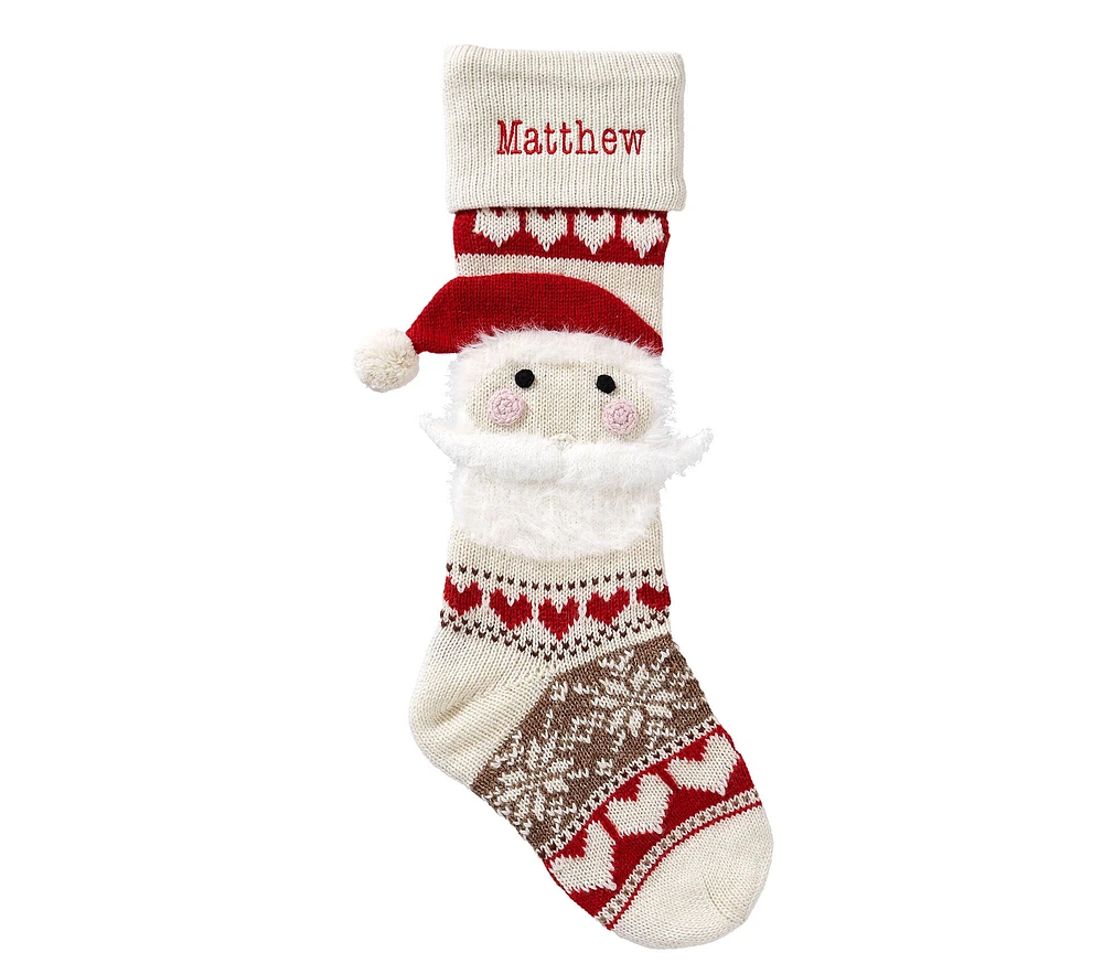 Santa Face Classic Fair Isle Christmas Stocking