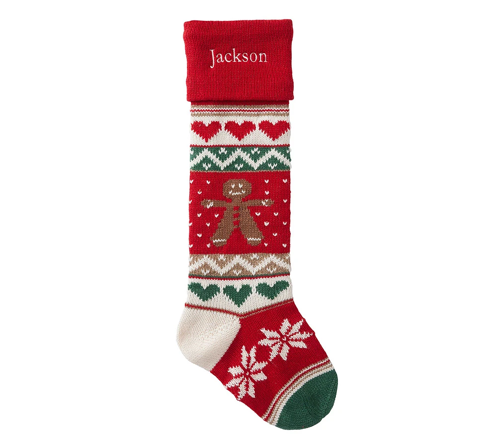 Gingerbread Classic Fair Isle Christmas Stocking