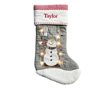 Swinging Snowman Light-Up Quilted Christmas Stocking