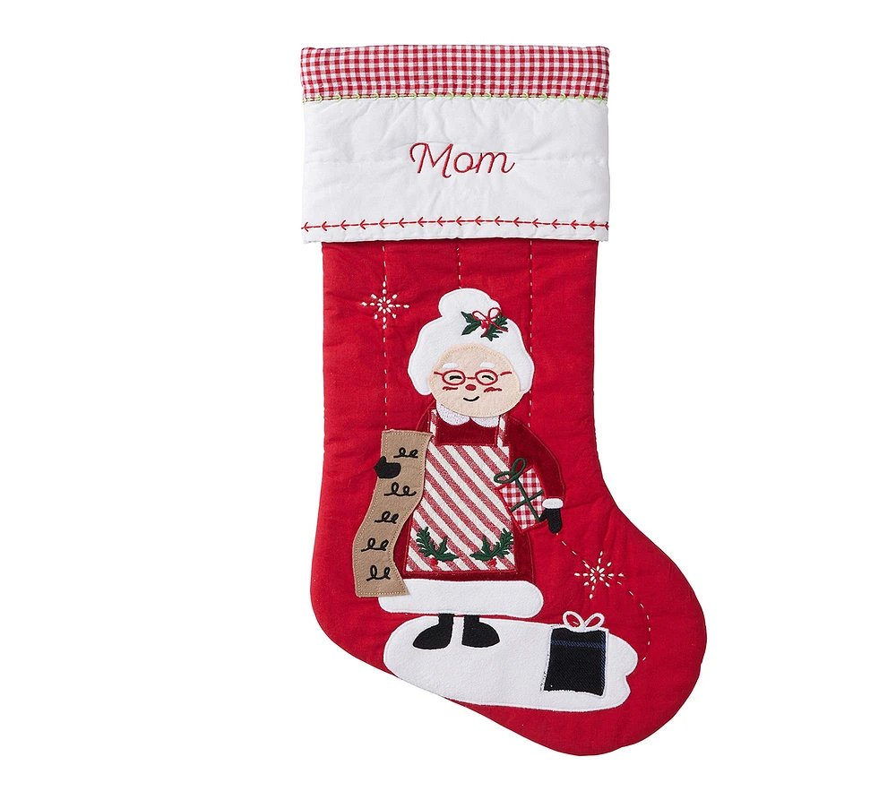 Mrs. Claus Quilted Christmas Stocking