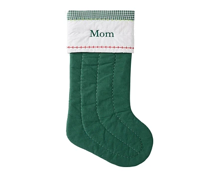 Green Solid Quilted Christmas Stocking