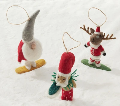 Felted Santa and Friends Sports Ornaments, Set of 3