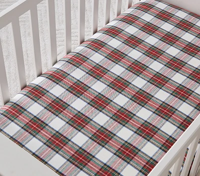 Stewart Plaid Flannel Organic Crib Fitted Sheet