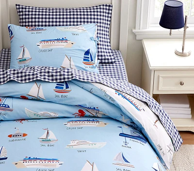 Sailboat Organic Reversible Duvet & Shams